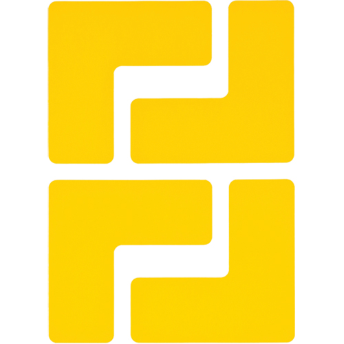 Floor Corner Marks, L, 5" L x 2" W, Yellow, Polyester Auto-Cam