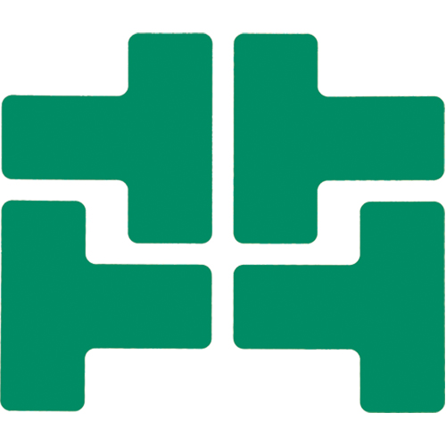 Autocollants pour d&eacute;limitation des coins sur le sol, T, 5" lo x 2" la, Vert, Polyester Auto-Cam