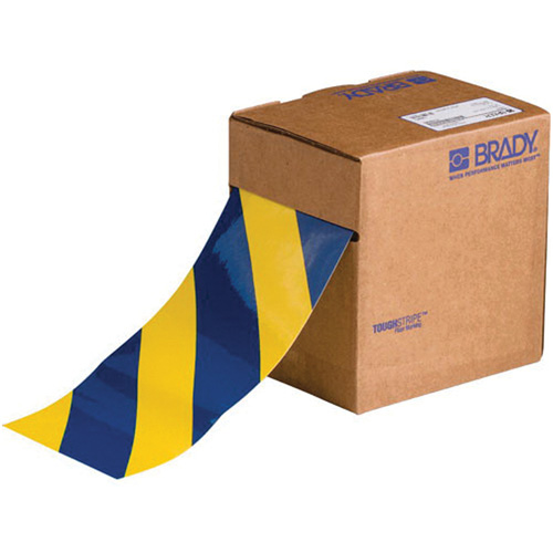 Ruban de marquage pour planchers ToughStripe, 4" x 100', Polyester, Bleu et jaune Auto-Cam