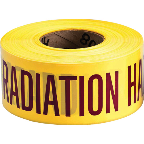 Barricade Tape, English, 3" W x 1000' L, 3 mils, Magenta on Yellow Auto-Cam