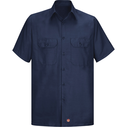 Short Sleeve Ripstop Shirt, Men's, Large (Tall), Navy Blue Auto-Cam