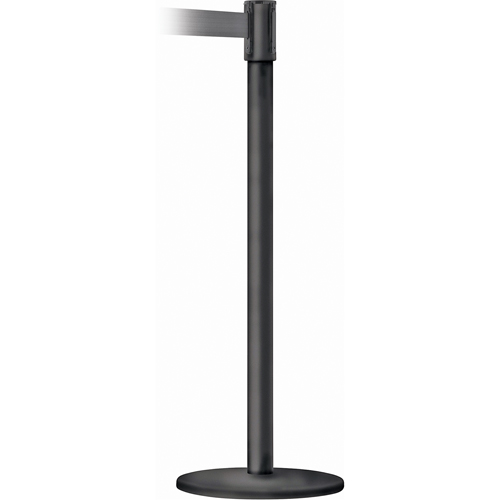 Montant pour barri&egrave;re Slimline TensaBarrier, Acier, 38" h, Ruban Noir, Longueur du ruban 7,5' Auto-Cam