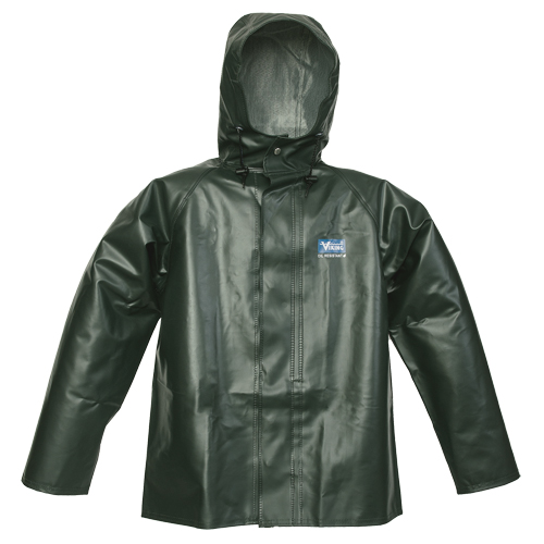 Manteau de pluie Journeyman r&eacute;sistant aux produits chimiques, Petit, Vert, Polyester/PVC Auto-Cam