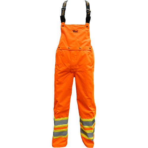 Journeyman Detachable Bib Safety Pants, Polyester, Small, High Visibility Orange Auto-Cam