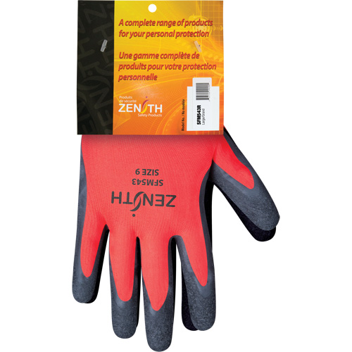 Coated Gloves, 9, Rubber Latex Coating, 13 Gauge, Polyester Shell Auto-Cam