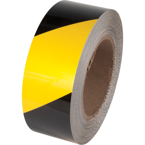 Ruban de marquage pour plancher Tuff Mark, 4" x 100', Polyester, Noir et jaune Auto-Cam