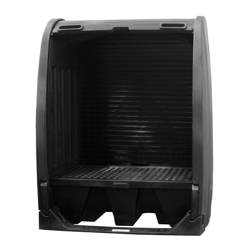 Spill Containment Sheds With Drain, 61" L x 37.25" W x 72.75" H, 1000 lbs. Load Capacity Auto-Cam