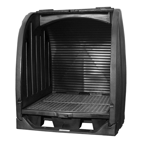 Spill Containment Sheds Without Drain, 65" L x 58" W x 69" H, 2000 lbs. Load Capacity Auto-Cam