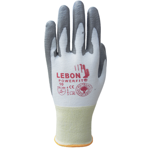 Gants r&eacute;sistants &agrave; la coupe PowerFit Lebon, Taille 3T-Grand/12, Calibre 13, Rev&ecirc;tement Polyur&eacute;thane, Enveloppe en Poly&eacute;thyl&egrave;ne, ASTM ANSI niveau A2/EN 388 niveau B Auto-Cam