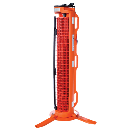 3-Legged Barrier, 50' L, Plastic, Orange Auto-Cam