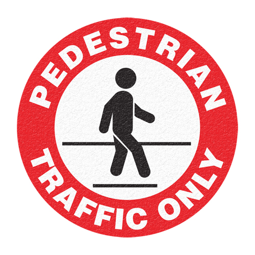 "Pedestrian Traffic Only" Floor Sign, Adhesive, English with Pictogram Auto-Cam