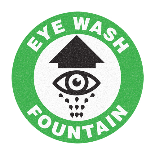 "Eye Wash Fountain" Floor Sign, Adhesive, English with Pictogram Auto-Cam
