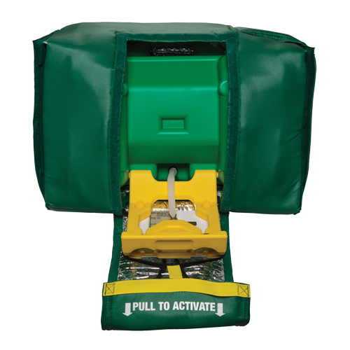 Tempered Portable Eyewash, Gravity-Fed, 9 gal. Capacity, Meets ANSI Z358.1 Auto-Cam