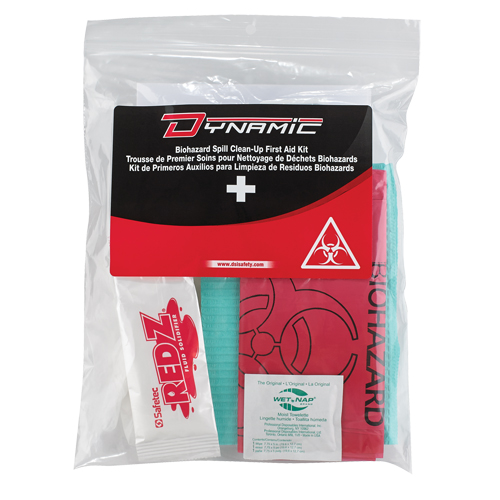 Trousse de premiers soins pour nettoyage de biorisques Dynamic, Dispositif m&eacute;dical Classe 1, Sac en plastique refermable Auto-Cam