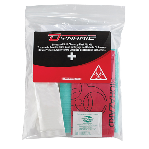 Trousse de premiers soins pour nettoyage de biorisques Dynamic, Dispositif m&eacute;dical Classe 1, Sac en plastique refermable Auto-Cam