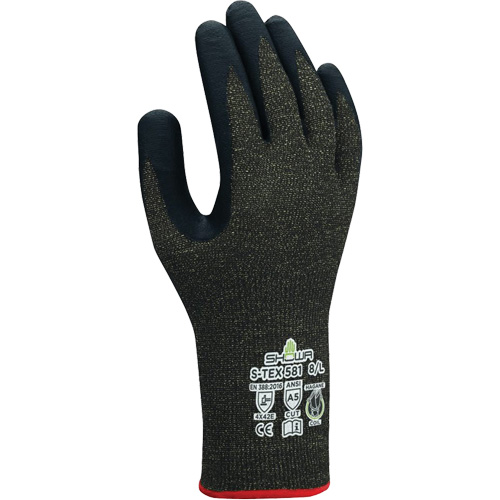 Gants r&eacute;sistants aux coupures S-TEX 581, Taille 6/Petit, Calibre 13, Rev&ecirc;tement Mousse de nitrile, Enveloppe en Acier inoxydable/Kevlar, ANSI/ISEA 105 niveau 5/EN 388 niveau E Auto-Cam