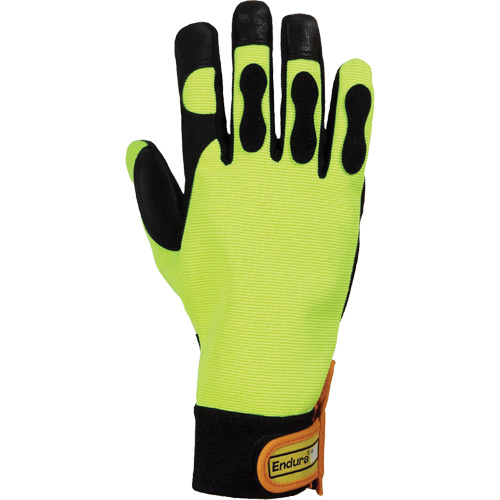 Endura&reg; Hi-Viz Chainsaw Gloves, Size Large/9, Goatskin Palm Auto-Cam