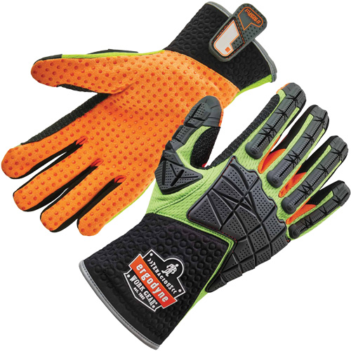 Gants &agrave; dos absorbeur d'impacts ProFlex 925F(X), Petit, Paume en Cuir refendu, Poignet &agrave; enfiler Auto-Cam
