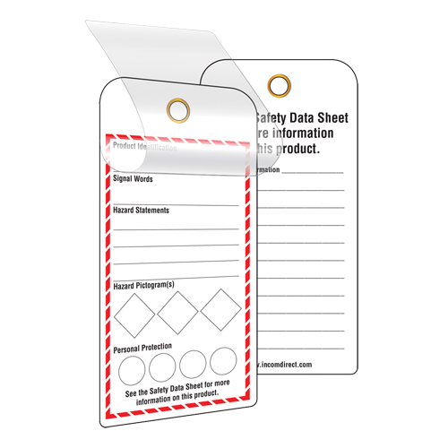 &eacute;tiquettes SGH auto-plastifiantes pour le milieu de travail, Papier cartonn&eacute;, 3" la x 6" h, Anglais Auto-Cam