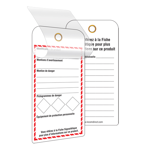 &eacute;tiquettes SGH auto-plastifiantes pour le milieu de travail, Papier cartonn&eacute;, 3" la x 6" h, Français Auto-Cam