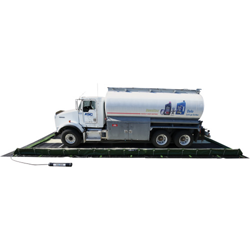 Ride-Side Berm Secondary Containment for Vehicles, 9,300 US gal. Capacity, 20' W x 50' L x 15" H, L-Bracket Auto-Cam
