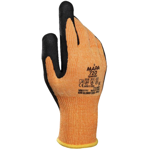 Gants isothermes r&eacute;sistant &agrave; la coupe TempDex 720, Taille 7, Rev&ecirc;tement Nitrile, Enveloppe en Aramide, ASTM ANSI niveau A2/EN 388 niveau 3/EN 388 niveau B Auto-Cam