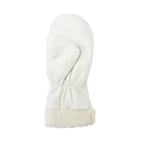 Mitaines d'hiver en cuir fleur de premi&egrave;re qualit&eacute; doubl&eacute;es de boa, Taille Grand, Mitaine Auto-Cam