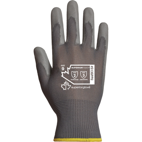 Superior Touch&reg; String Knit Gloves, 8, Polyurethane Coating, 13 Gauge, Polyester Shell Auto-Cam