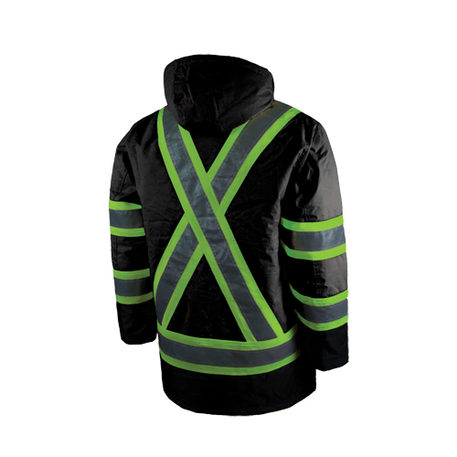 Lined Safety Parka, Black, Large Auto-Cam