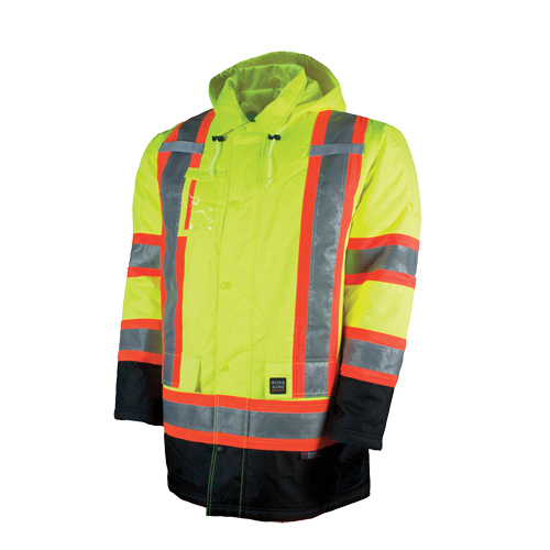 Parka de s&eacute;curit&eacute; doubl&eacute;, Jaune lime haute visibilit&eacute;, Grand Auto-Cam