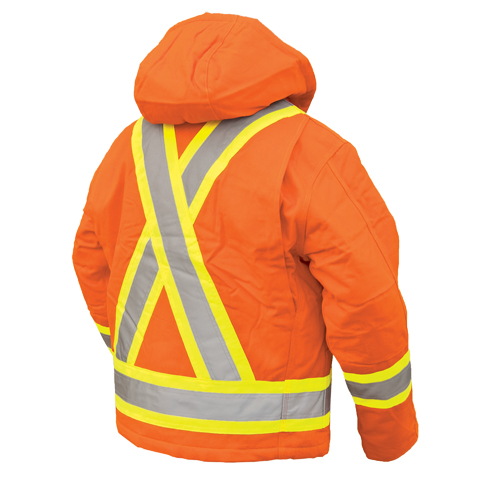Manteau de s&eacute;curit&eacute;, Orange haute visibilit&eacute;, Grand Auto-Cam