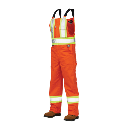 Unlined Safety Overalls, Poly-Cotton, Large, High Visibility Orange Auto-Cam