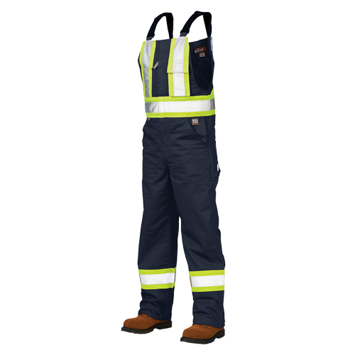 Unlined Safety Overalls, Poly-Cotton, Large, Navy Blue Auto-Cam