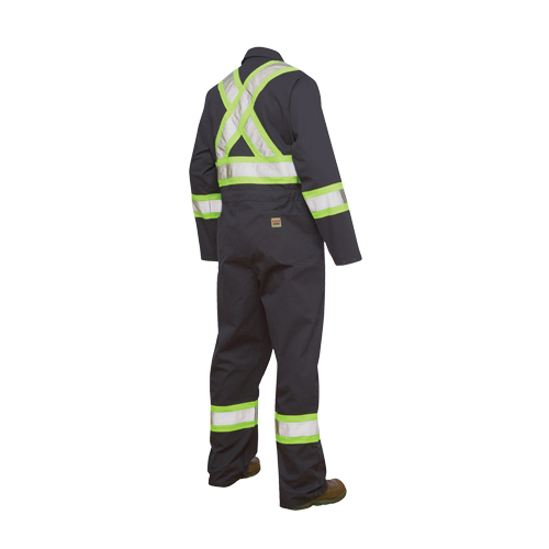 Unlined Safety Coveralls, Large, Navy Blue Auto-Cam