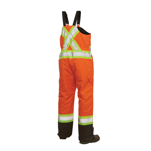 Lined Safety Overalls, Polyester/Polyurethane, Large, High Visibility Orange Auto-Cam