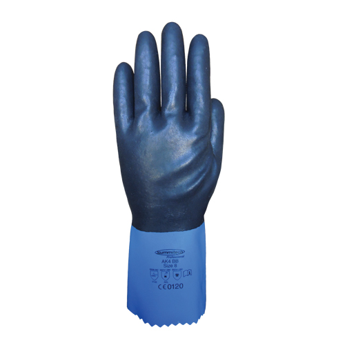 Gants enti&egrave;rement tremp&eacute;s et r&eacute;sistants aux produits chimiques Summitech, Taille Petit/7, 11,8" lo, Chloropr&egrave;ne, Doublure en Poly-coton, 59 mils Auto-Cam