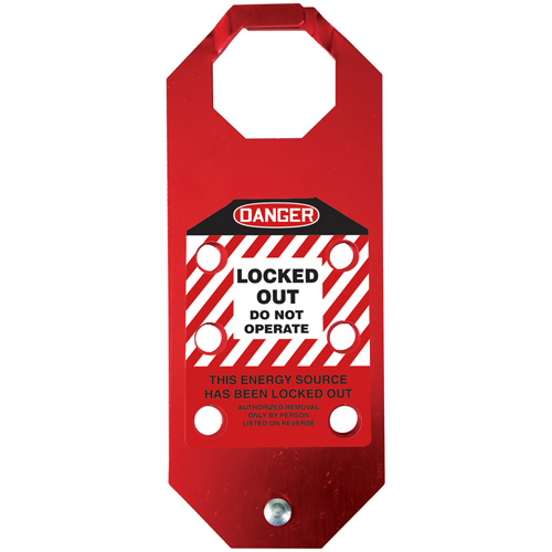 Stopout&reg; OSHA Danger Aluma-Tag Locked Out Do Not Operate Hasp, Red Auto-Cam