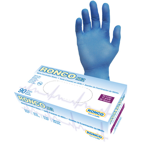 Gants jetables, 2T-Grand, Nitrile, 4 mils, Sans poudre, Bleu Auto-Cam