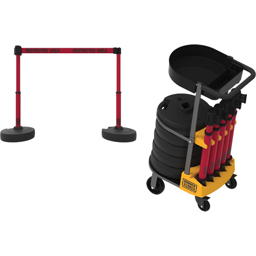 Chariot de transport avec plateau pour barri&egrave;re PLUS, 75' lo, M&eacute;tal, Rouge Auto-Cam