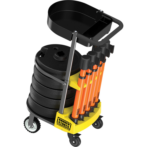 Chariot de transport avec plateau pour barri&egrave;re PLUS, 75' lo, M&eacute;tal, Orange Auto-Cam