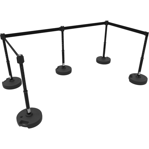 Ensemble de cinq montants pour barri&egrave;re PLUS, Plastique, 42" h, Ruban Noir, Longueur du ruban 15' Auto-Cam