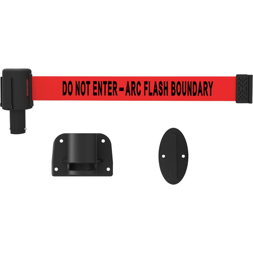 PLUS Wall Mount Barrier System, Plastic, Screw Mount, 15', Red Tape Auto-Cam