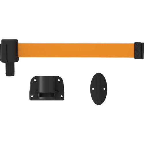 PLUS Wall Mount Barrier System, Plastic, Screw Mount, 15', Orange Tape Auto-Cam