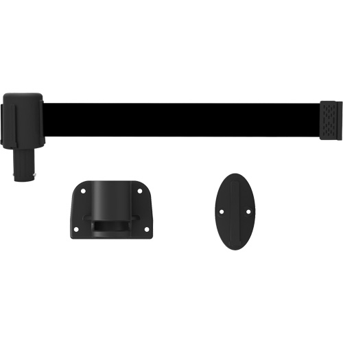 PLUS Wall Mount Barrier System, Plastic, Screw Mount, 15', Black Tape Auto-Cam
