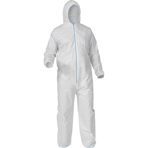 Protective Coveralls, Medium, White, Microporous Auto-Cam