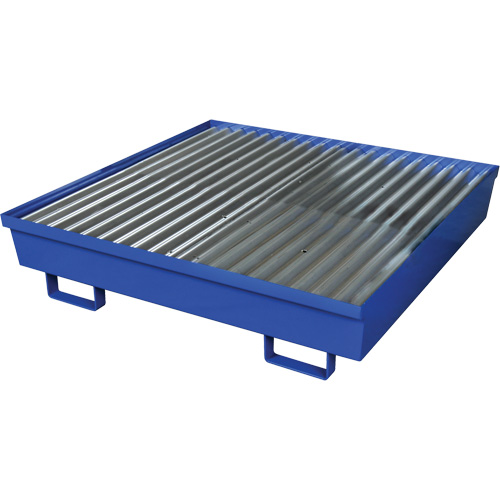 Steel Spill Containment Pallet, 92 US gal. Spill Capacity, 54" x 54.25" x 12" Auto-Cam