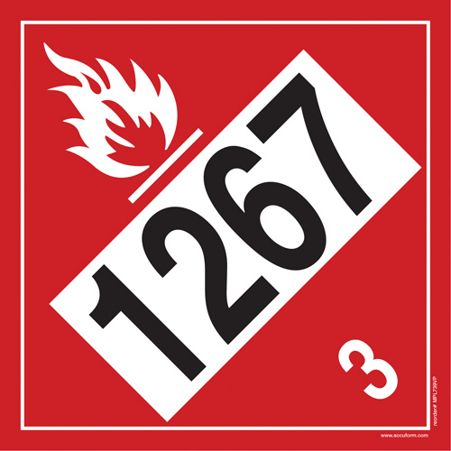 Plaque-&eacute;tiquette TMD 1267 pour liquide inflammable p&eacute;trole brut, Vinyle adh&eacute;sif Auto-Cam