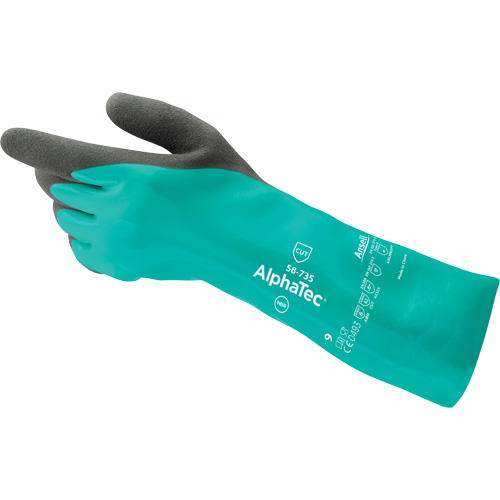 AlphaTec&reg; 58-735 Chemical & Cut-Resistant Gloves, Size 6, 13" L, Nitrile, Nylon Inner Lining, 39-mil Auto-Cam