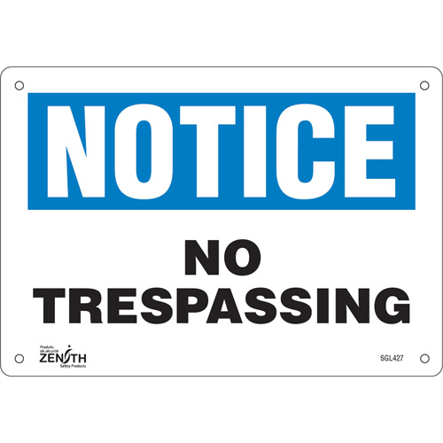 Enseigne No Trespassing, 7" x 10", Aluminium, Anglais Auto-Cam