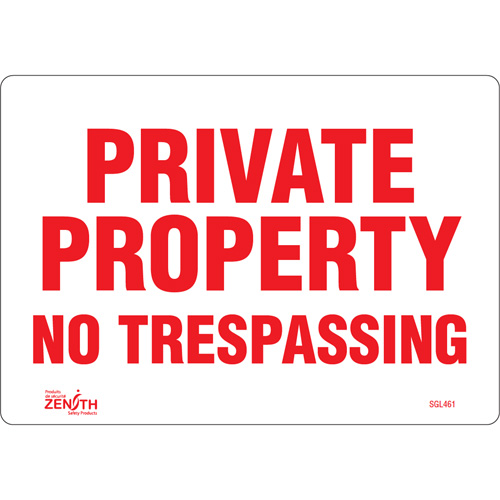 "Private Property" Sign, 7" x 10", Vinyl, English Auto-Cam